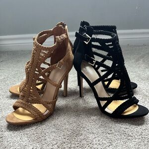 Lot of Aldo Black and Tan Strappy Heels